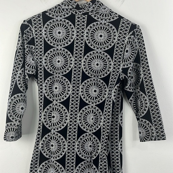 J. McLaughlin Black White Geo Print Faux Wrap Catalina Cloth Dress XS Career - Picture 8 of 11